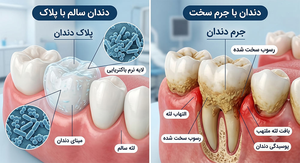 تفاوت پلاک دندان و جرم دندان روی سطح دندان